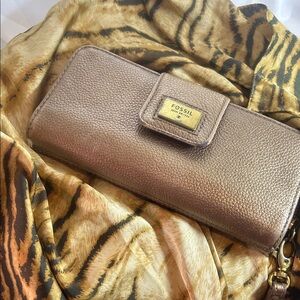 Fossil Metallic Gold Key & Card Holder